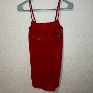 Red sheer nightgown/slip dress with Rhinestone Detail